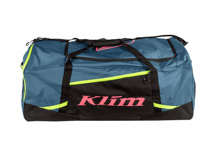 KLIM DRIFT GEAR BAG in blue with black accents and pink logo.