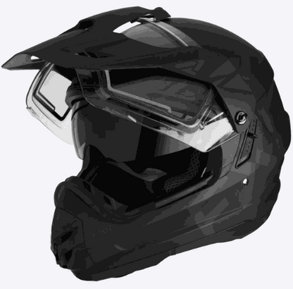 FXR RACING Torque black team helmet with electric heated shield and integrated sun-shade for off-road protection