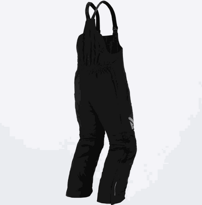 Black FXR M Fuel Bib Pant with adjustable suspenders and padded knees for warmth and protection