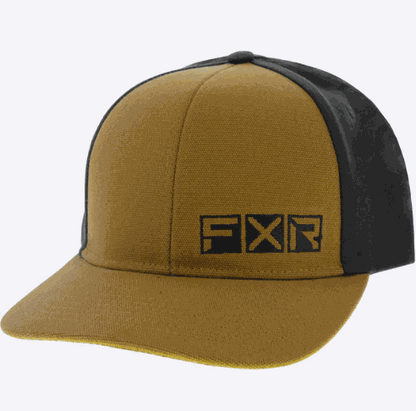 FXR VICTORY HAT with embroidered logos, cotton snap-back, and curved brim.