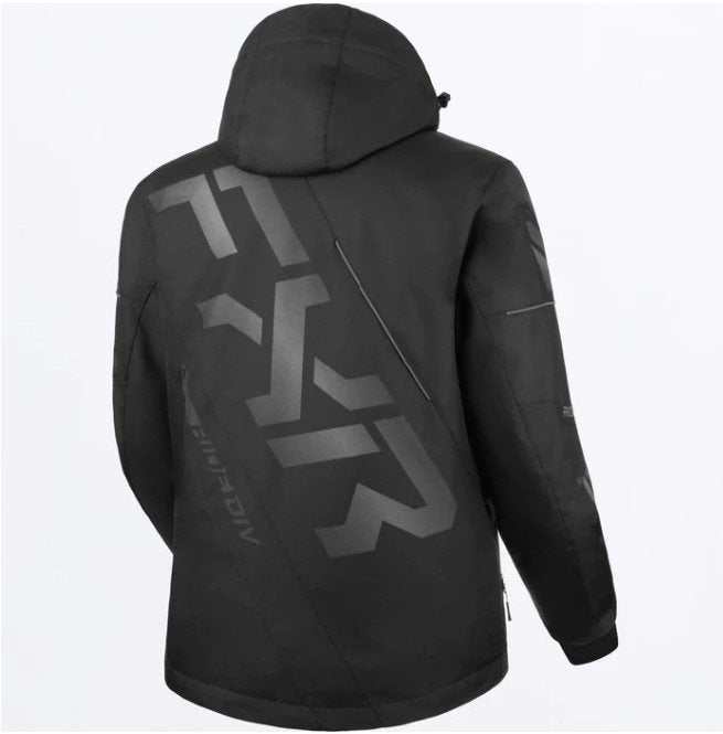 FXR RACING MEN'S CX JACKET 24 black durable waterproof insulated winter jacket with adjustable hood and reflective accents