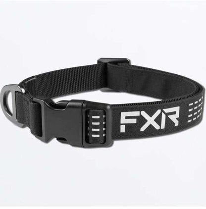 FXR RACING DOG COLLAR 24, durable nylon exterior, reflective print, adjustable, black.