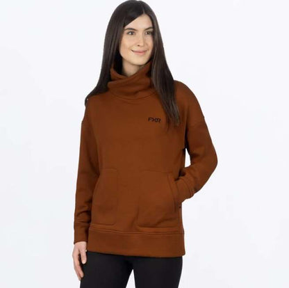 FXR RACING Women's Ember Pullover Sweater with soft cowl collar and zippered pockets.