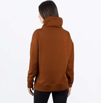 FXR RACING Women's Ember Pullover Sweater with soft inner cowl collar, zippered hand pockets, and embroidered logos.