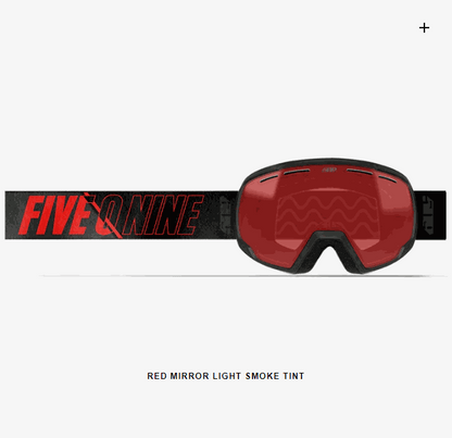509 Ripper 2.0 Youth Goggle with red mirror light smoke tint lens and black strap.