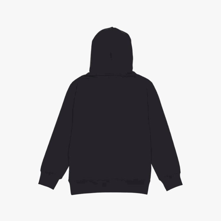 Back view of Fox Racing Youth Legacy Pullover Hoodie in black, showing hood and sleeves.