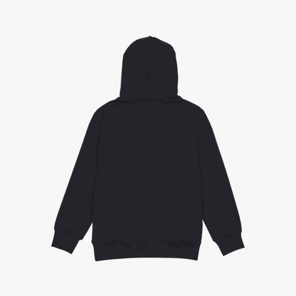 Back view of Fox Racing Youth Legacy Pullover Hoodie in black, showing hood and sleeves.