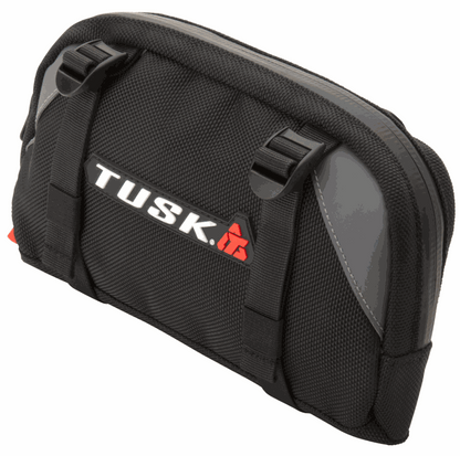 Tusk Handlebar Bag black nylon universal-fit motorcycle storage with customizable straps and internal pockets