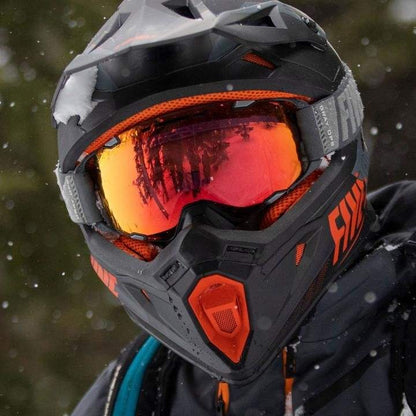 509 Aviator 2.0 Goggle in action with vibrant lens and perfect helmet fit for snowmobiling.