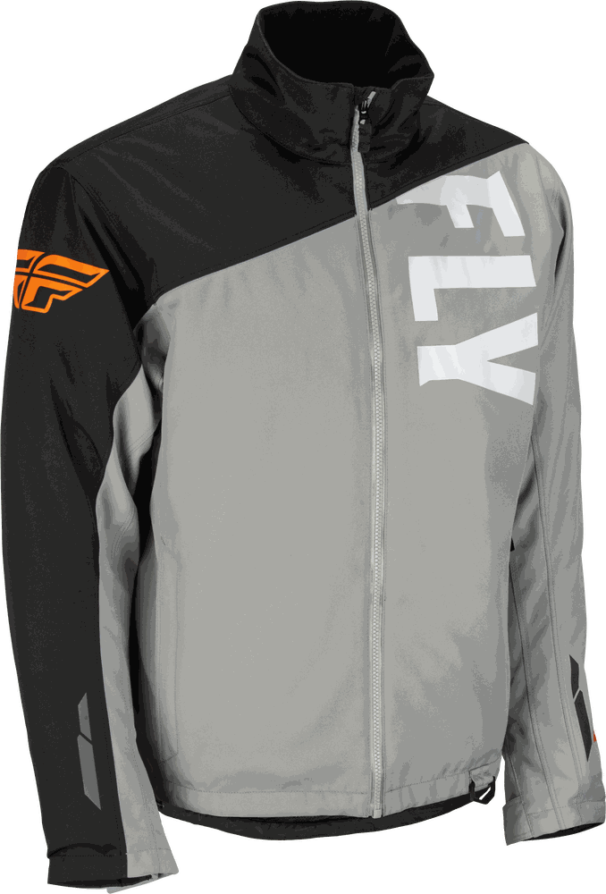 Fly Racing Aurora Jacket in gray and black with weatherproof, windproof, and insulated features for outdoor protection and comfort.