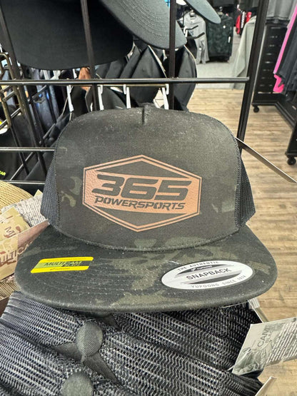 365 Powersports 5 Panel Classic Trucker Hat with Leather Patch Design
