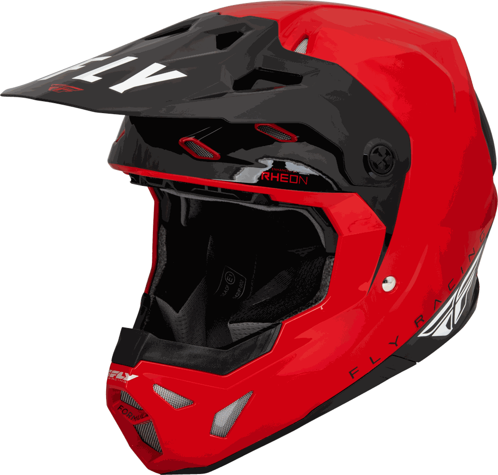 FLY RACING FORMULA CP SLANT HELMET in red and black with advanced impact protection technology.