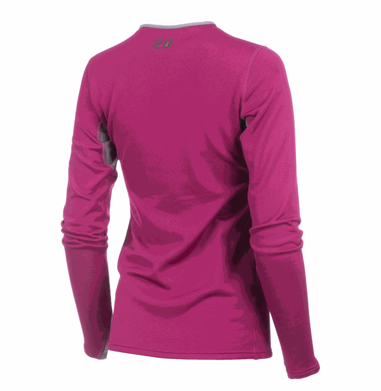 Women's Klim Solstice Shirt 2.0 long sleeve pink synthetic base layer for powersports with moisture-wicking and breathable fabric