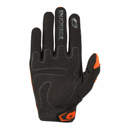 O'NEAL ELEMENT RACEWEAR GLOVE black and orange with vented mesh and ergonomic padding for racing comfort