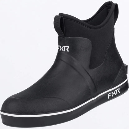 Black boot with FXR branding on a white background