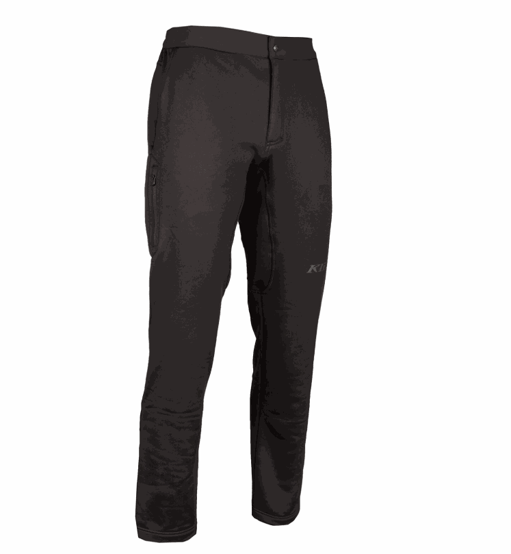 Black KLIM Inferno Pant with fleece fabric, reflective details, multiple zip pockets, and stretch design for winter layering and comfort