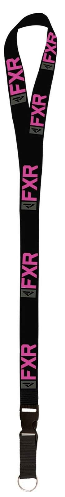 FXR Lanyard with pink logo on black strap
